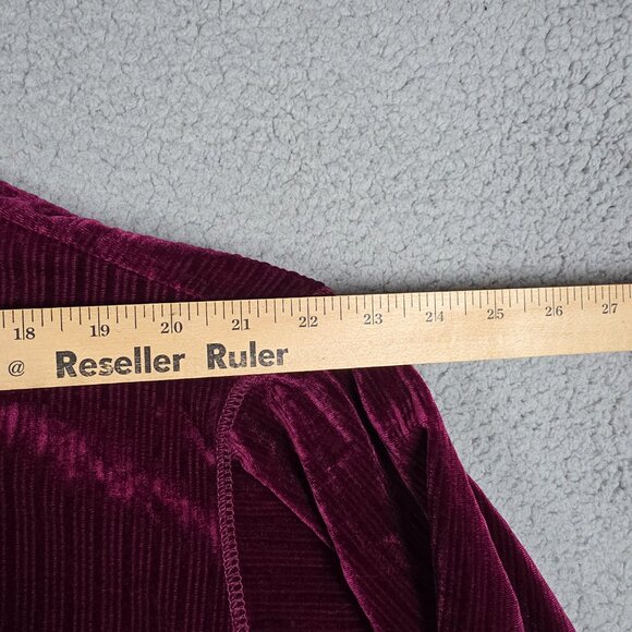 Zac And Rachel Sweater Womens Size Large Loose Crew Burgundy Velvet Longsleeve - Picture 8 of 11